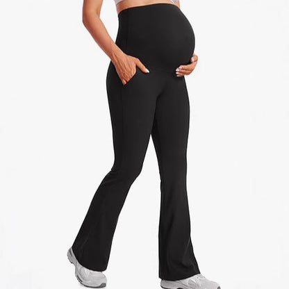 Pregnant woman's high-waisted wide-leg yoga pants