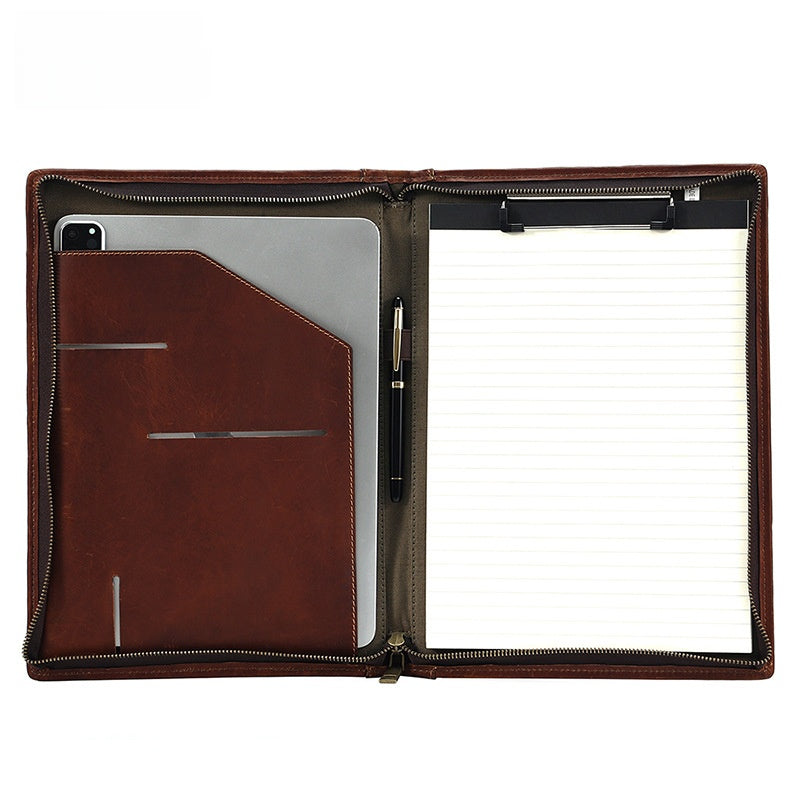 Premium Leather A4 Document Folder with Zipper
