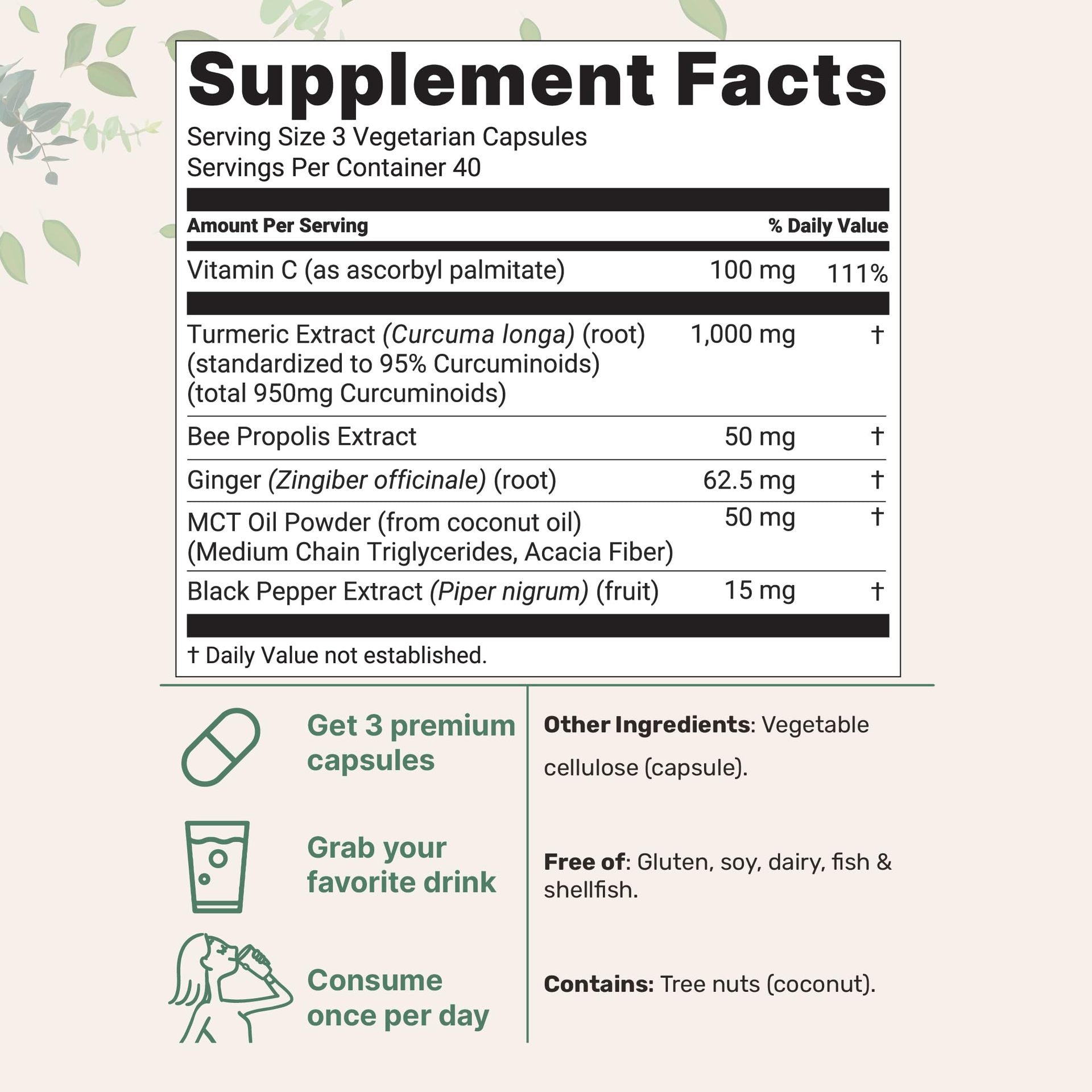 Premium Turmeric Capsules with Magnesium Glycinate