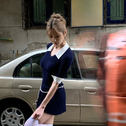 Preppy Style Knit Dress