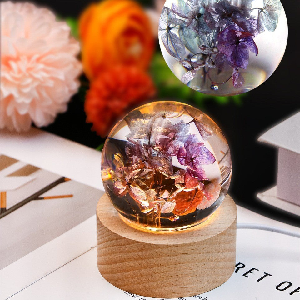 Preserved Flower Resin Crystal Ball Decoration