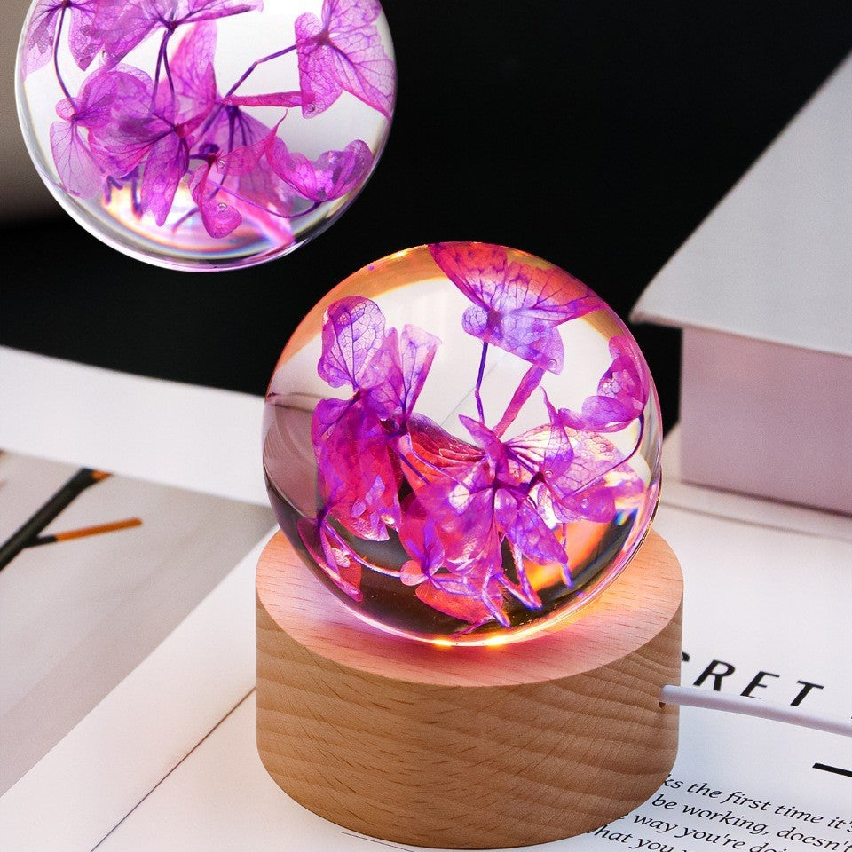 Preserved Flower Resin Crystal Ball Decoration