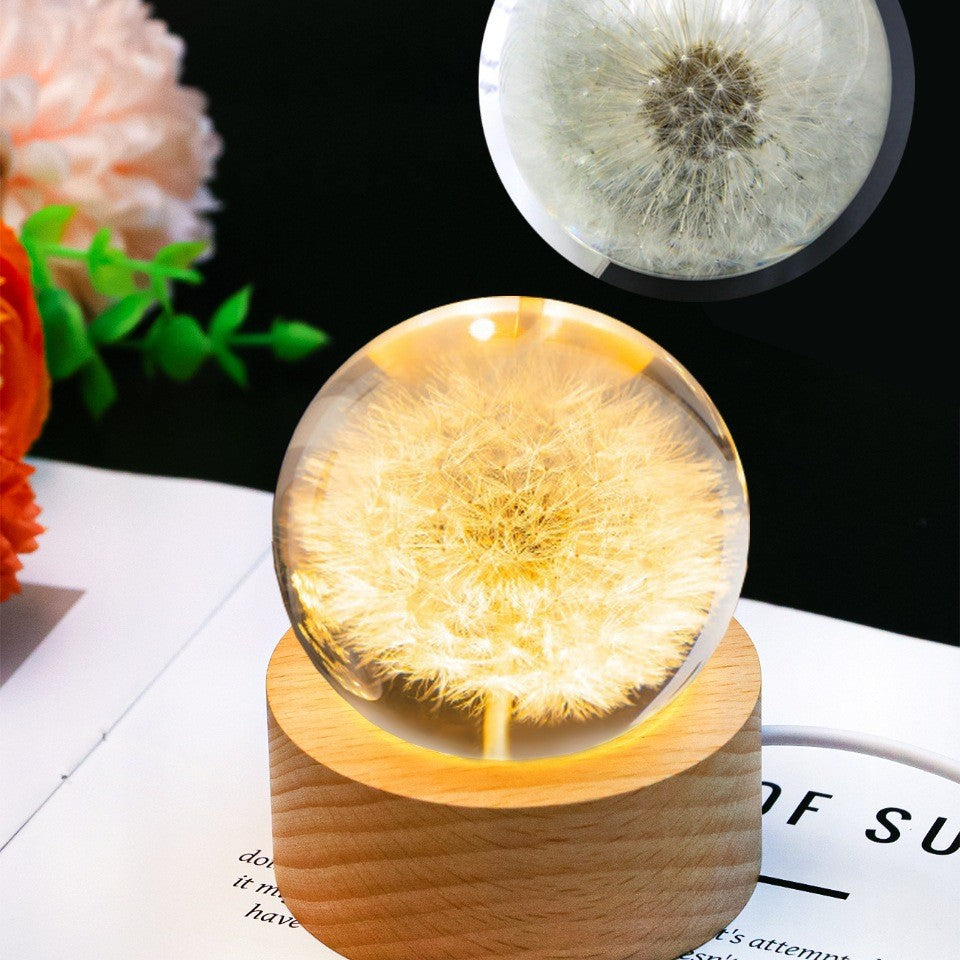 Preserved Flower Resin Crystal Ball Decoration