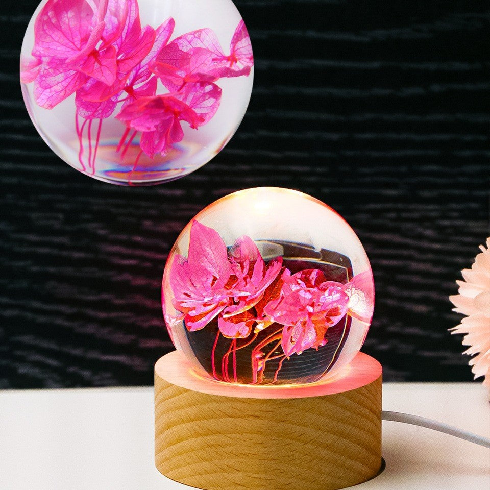 Preserved Flower Resin Crystal Ball Decoration