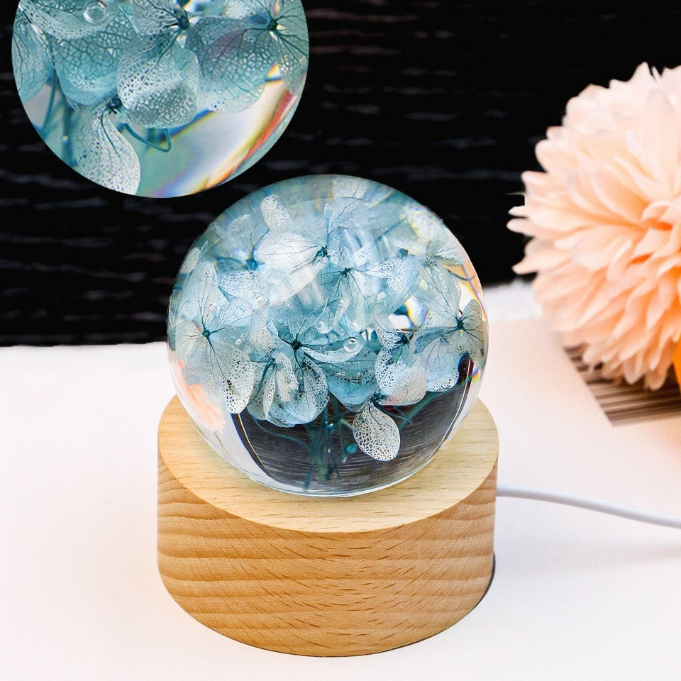 Preserved Flower Resin Crystal Ball Decoration