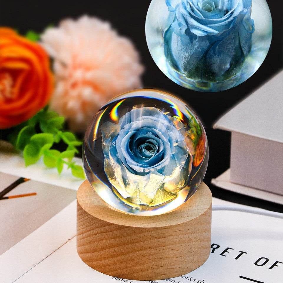 Preserved Flower Resin Crystal Ball Decoration