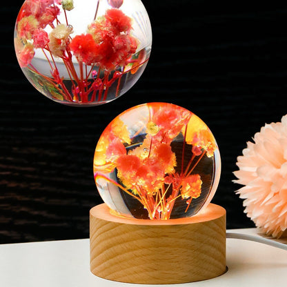 Preserved Flower Resin Crystal Ball Decoration