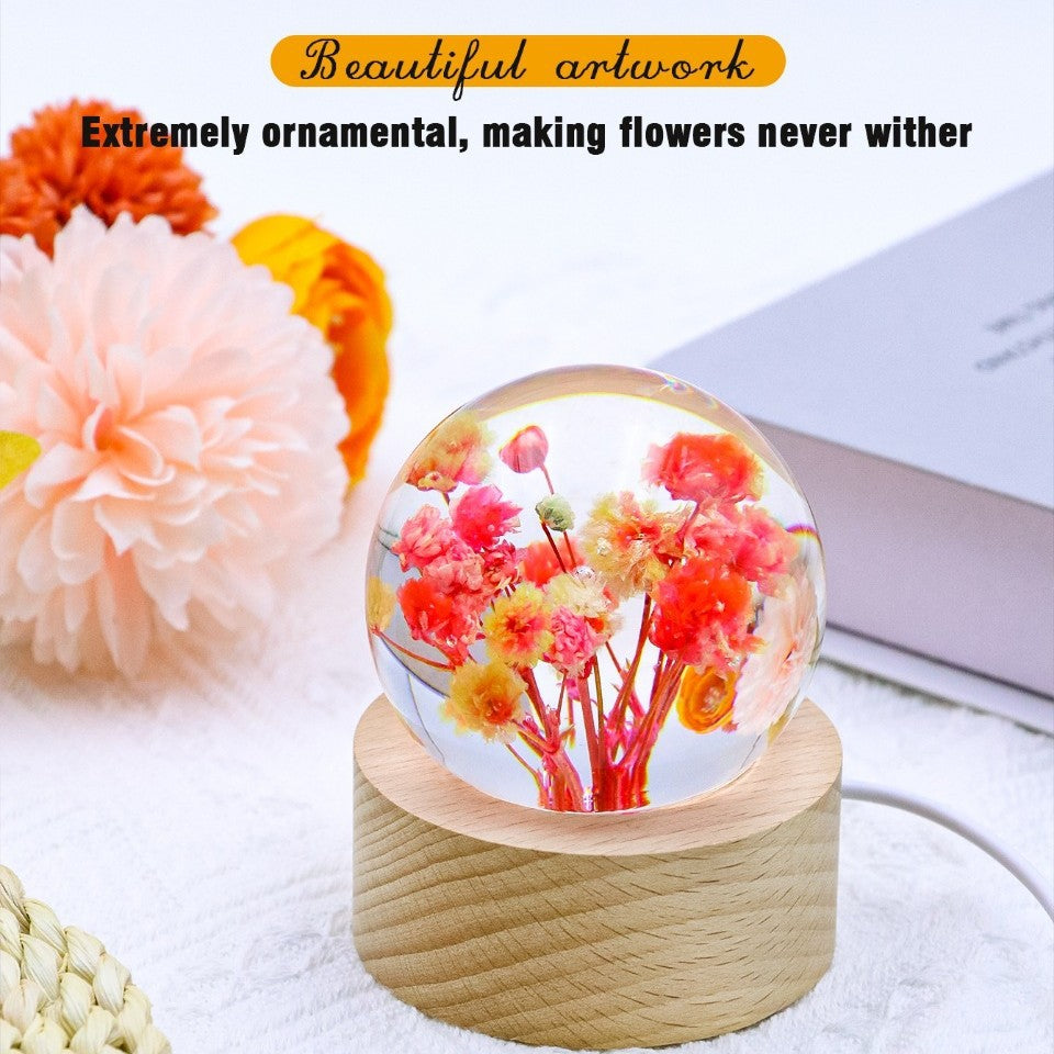 Preserved Flower Resin Crystal Ball Decoration