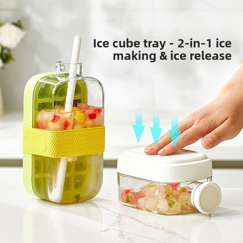 Press-Fill Ice Cube Water Bottle