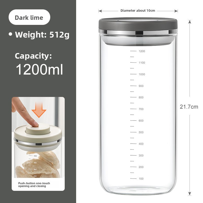 Press Seal Glass Food Storage Jar