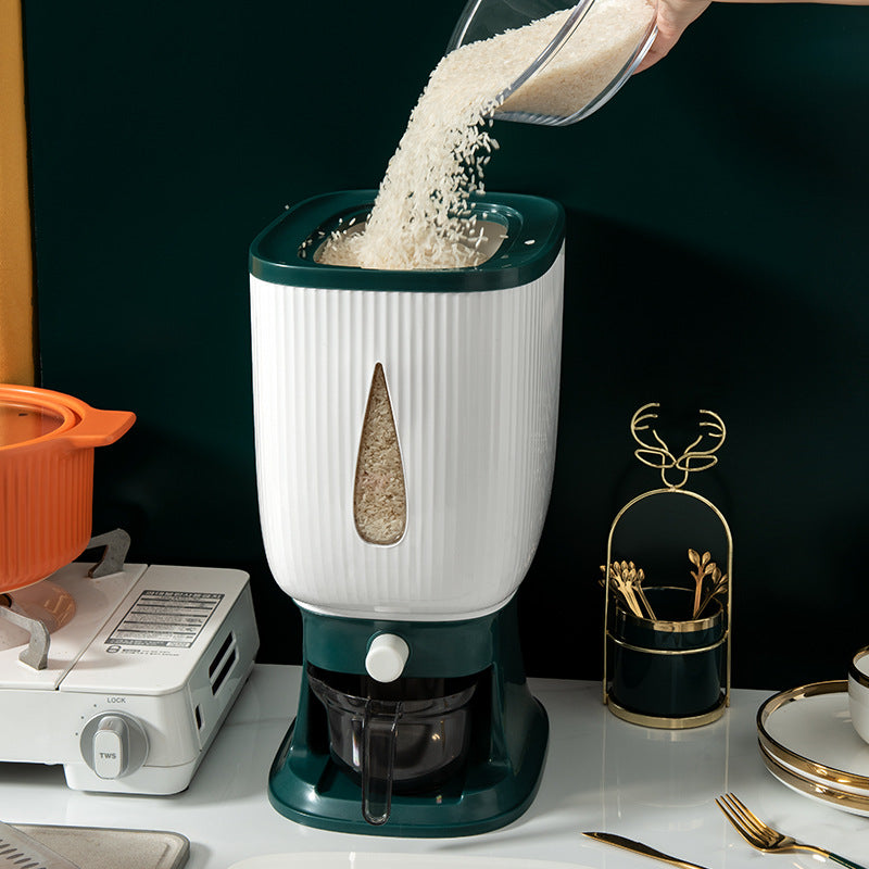 Press the plastic rice storage box