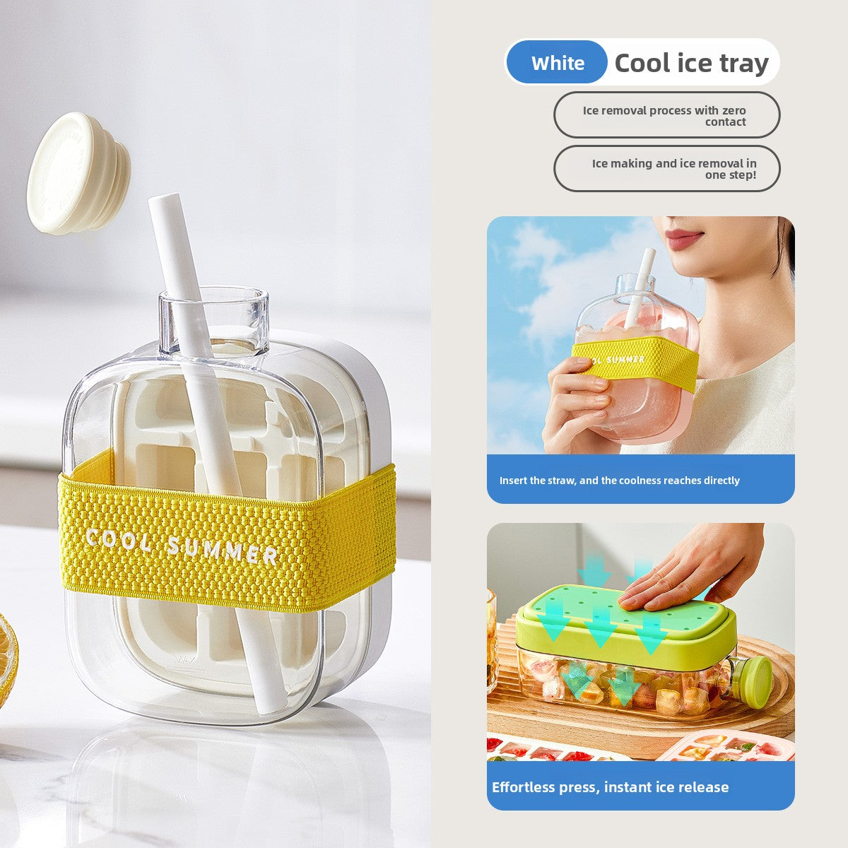 Press-Type Ice Tray Water Bottle