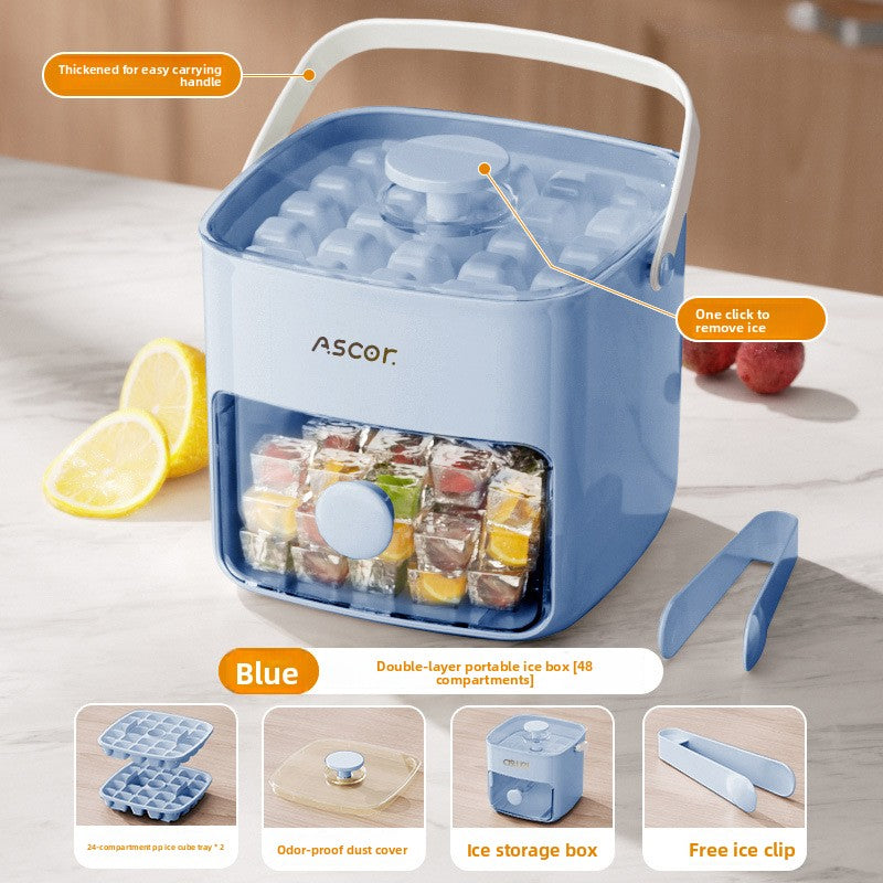 Press-Type Ice Tray with Storage Box