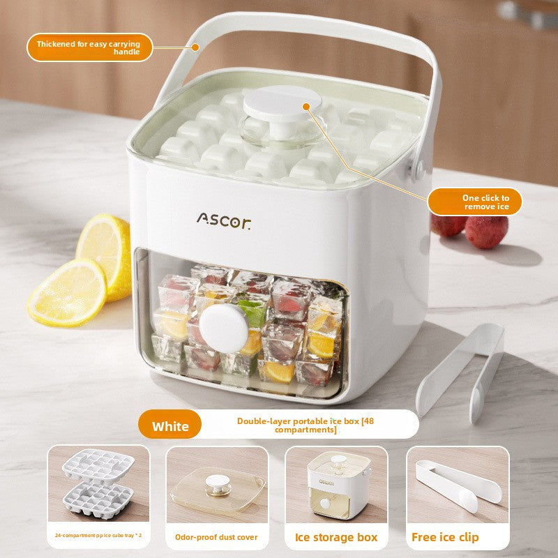 Press-Type Ice Tray with Storage Box