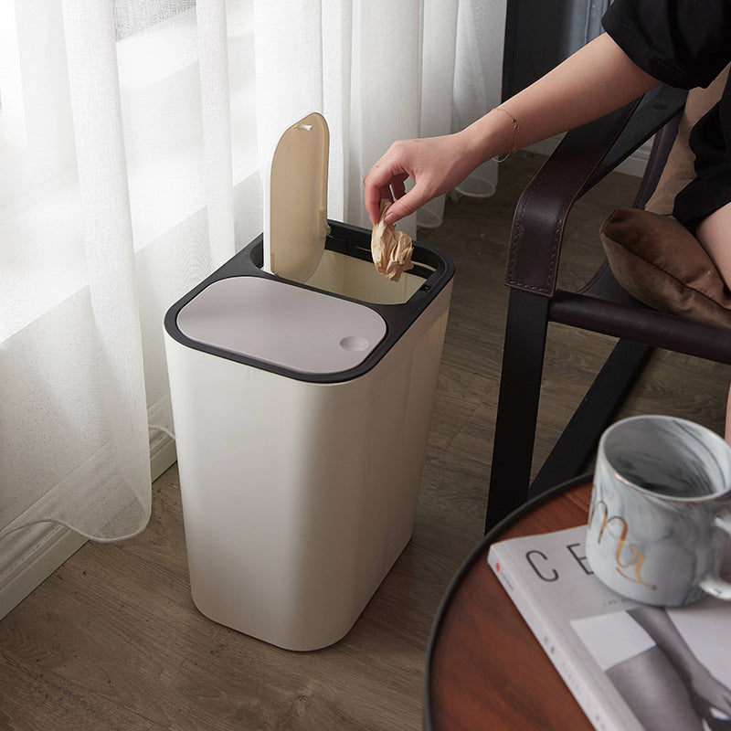 Press-Type Lid Trash Bin for Home Kitchen Bathroom
