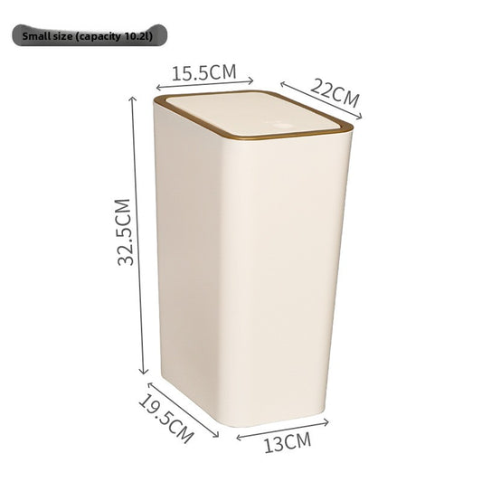 Press-Type Trash Bin for Kitchen and Bathroom with Lid