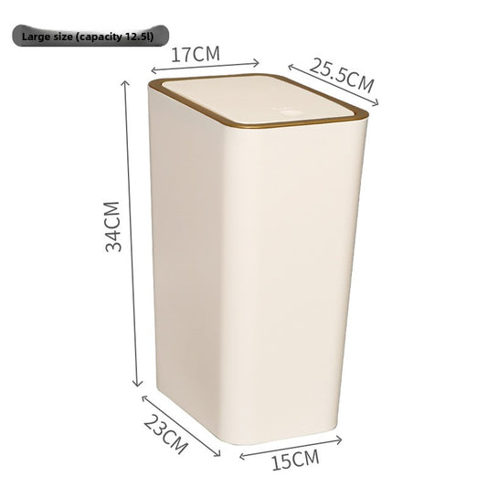 Press-Type Trash Bin for Kitchen and Bathroom with Lid