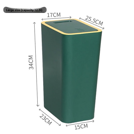 Press-Type Trash Bin for Kitchen and Bathroom with Lid