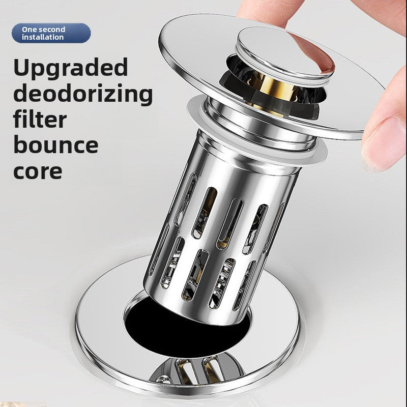 Press-type washbasin drain plug