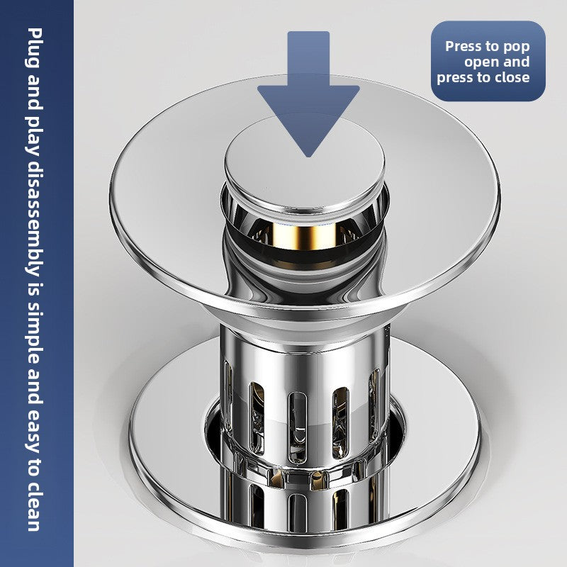 Press-type washbasin drain plug