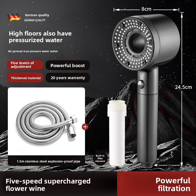 Pressurized Filter Shower Head with 5 Spray Modes