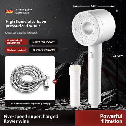 Pressurized Filter Shower Head with 5 Spray Modes