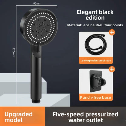 Pressurized Handheld Shower Head with Five Spray Modes