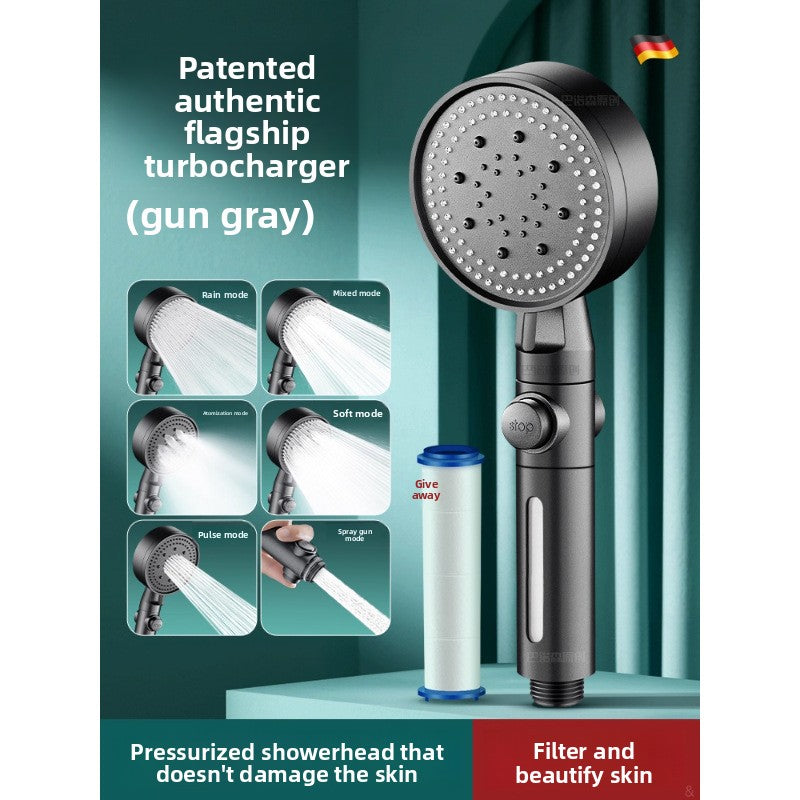 Pressurized Shower Head with Filter and Multiple Spray Modes