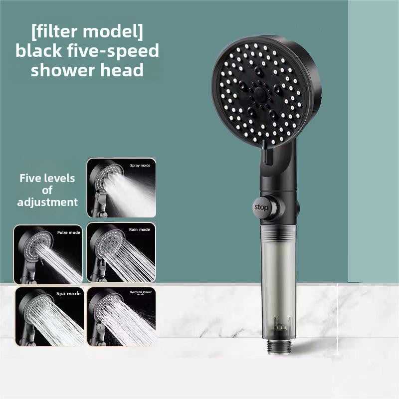 Pressurized Shower Head with Filter and Multiple Spray Modes