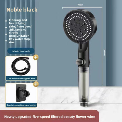 Pressurized Shower Head with Filter and Multiple Spray Modes