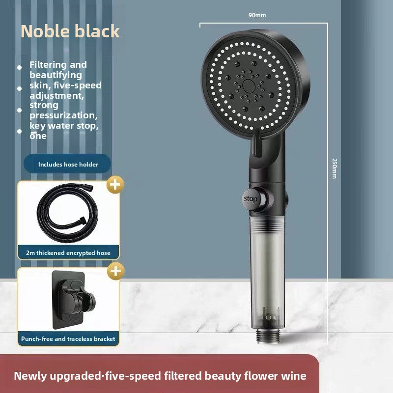 Pressurized Shower Head with Filter and Multiple Spray Modes