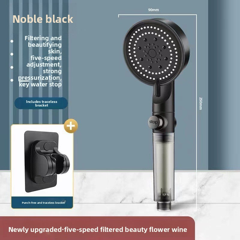 Pressurized Shower Head with Filter and Multiple Spray Modes