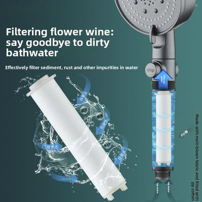 Pressurized Shower Head with Filter and Multiple Spray Modes