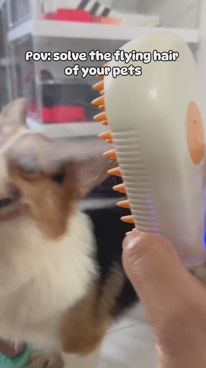 3-in-1 Electric Steam Pet Brush – Hair Removal & Massage Comb