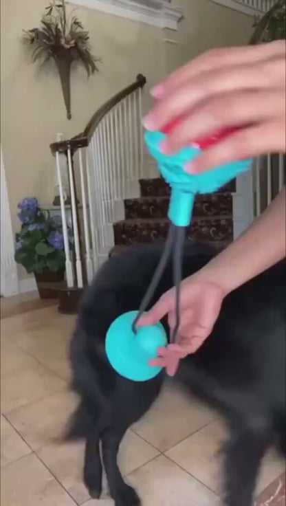 Silicone Suction Cup Tug Dog Ball Toy for Chewing & Cleaning