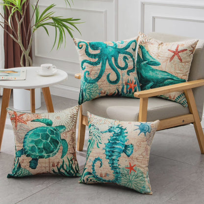 Sea Turtle Printed Cushion Covers  Stylish Throw Pillow Cases