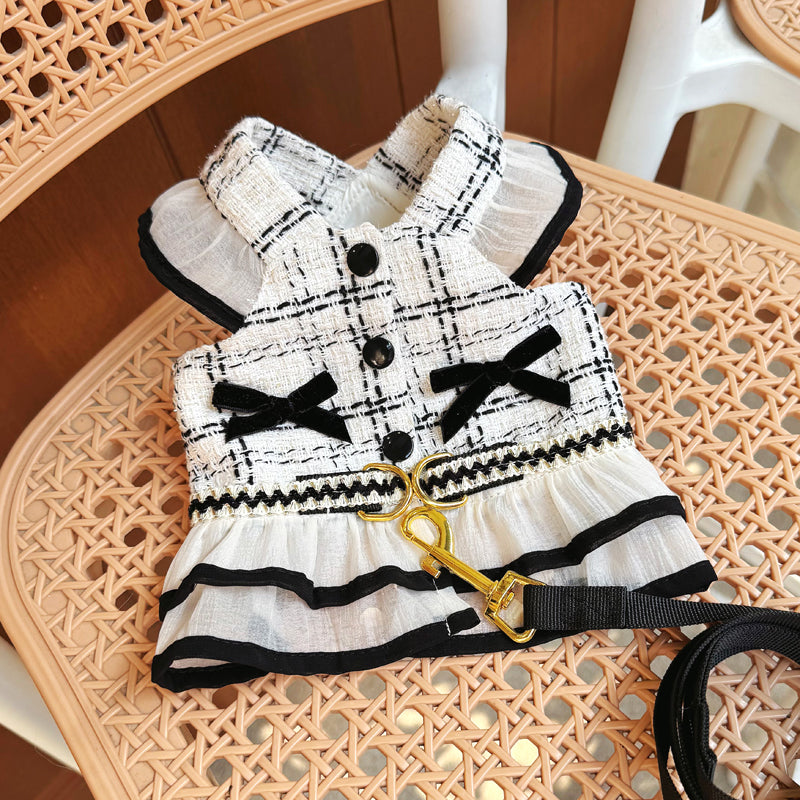 Princess Cotton Pet Dog Dress with Leash for Small Breeds