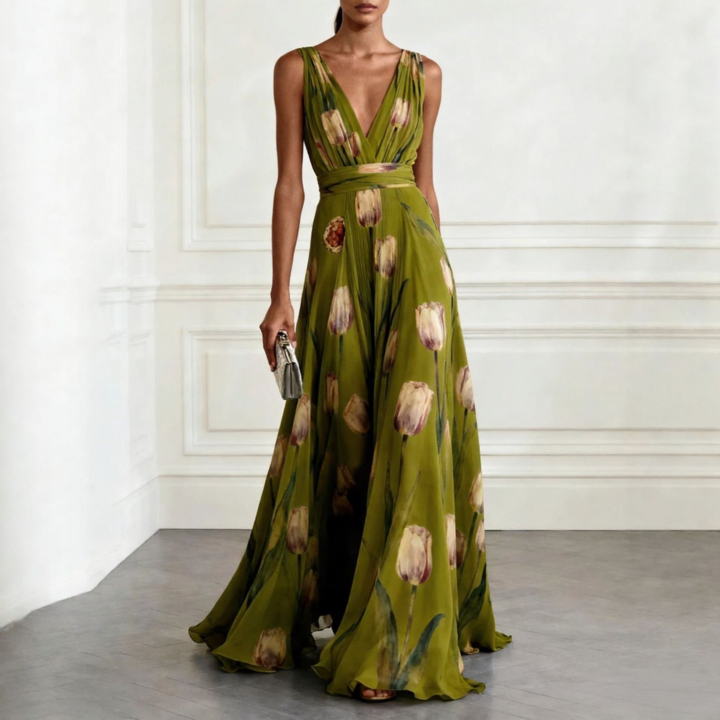 Print Evening Dress Women's Sleeveless