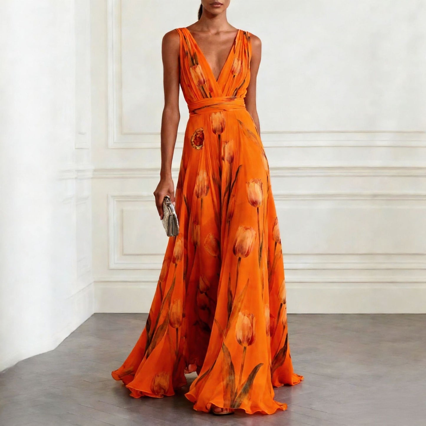 Print Evening Dress Women's Sleeveless