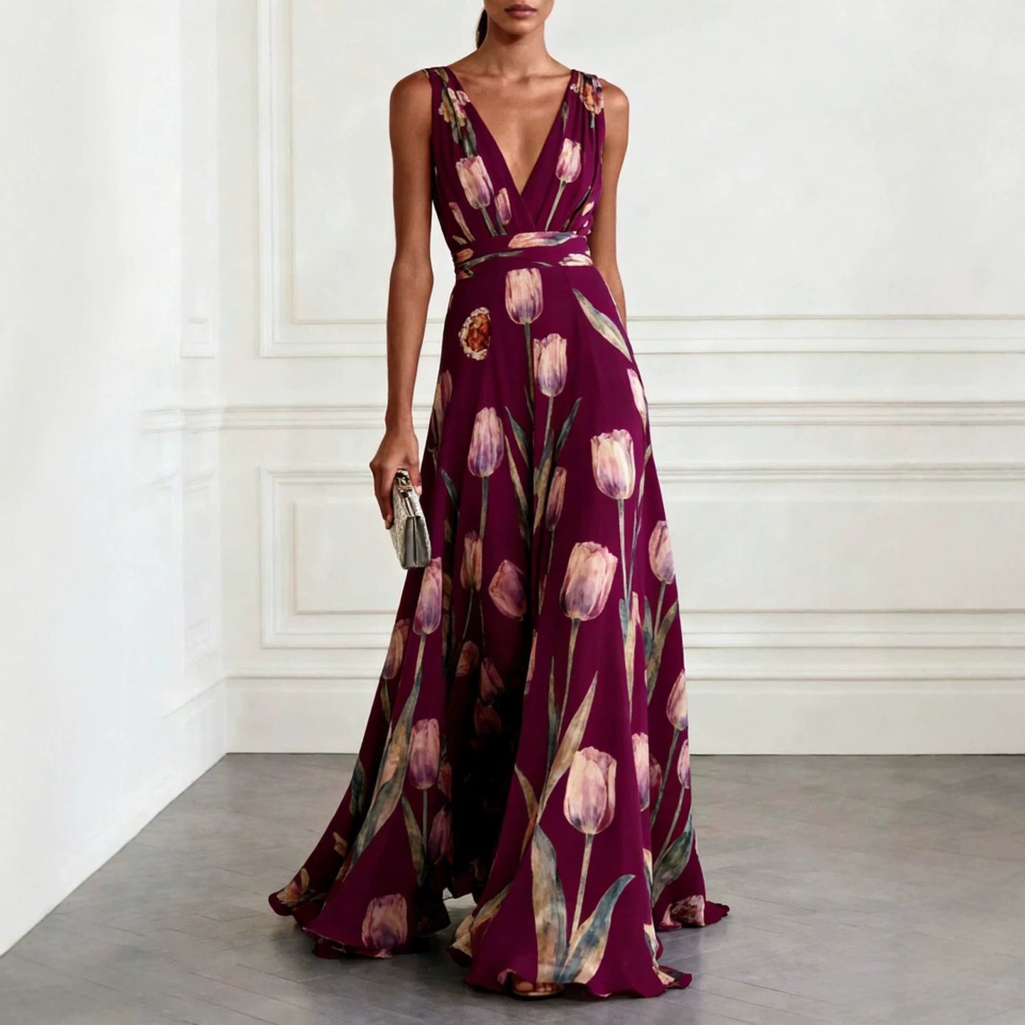 Print Evening Dress Women's Sleeveless