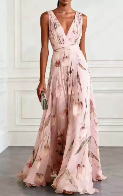 Print Evening Dress Women's Sleeveless