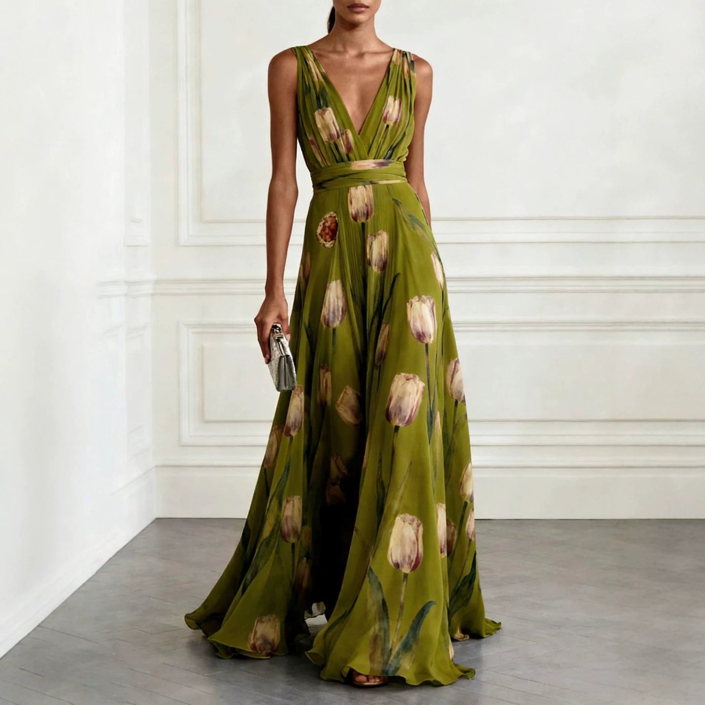 Print Evening Dress Women's Sleeveless