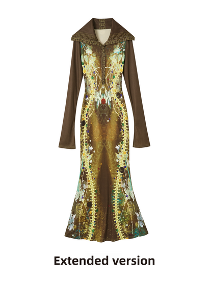 Print Knitted Fishtail Dress