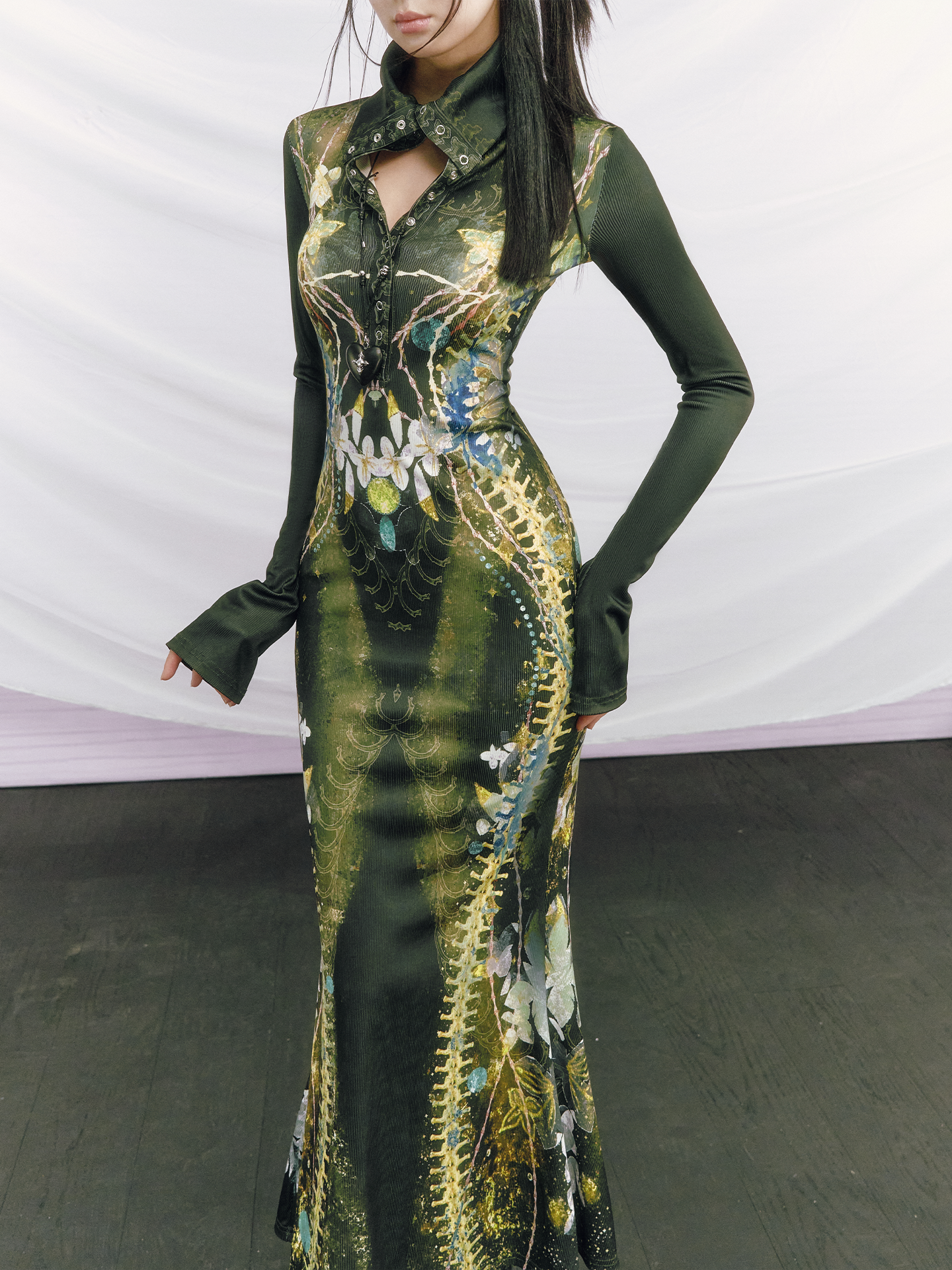 Print Knitted Fishtail Dress