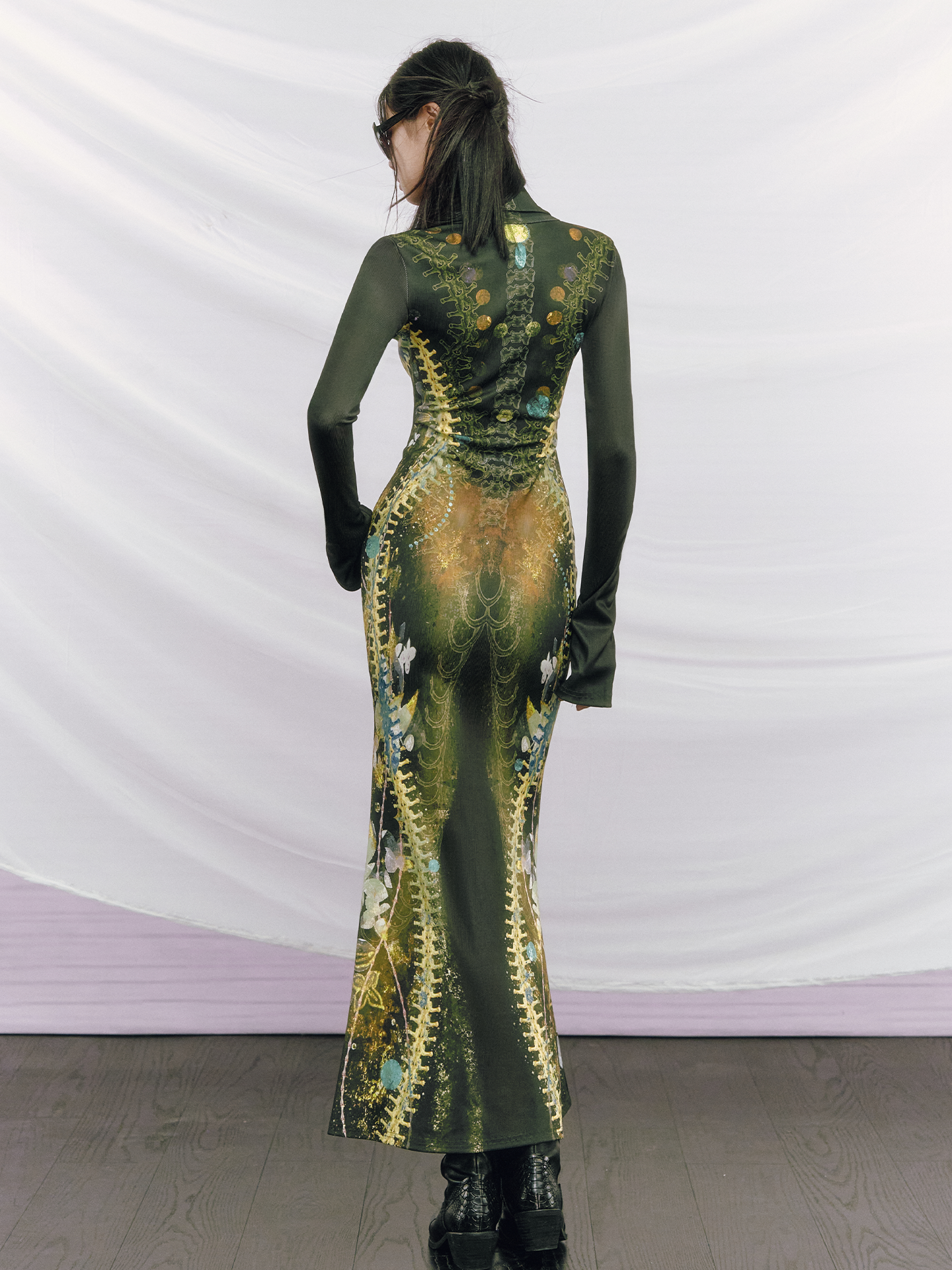Print Knitted Fishtail Dress