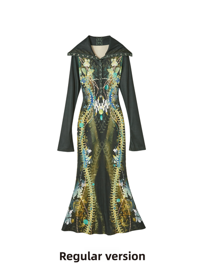 Print Knitted Fishtail Dress