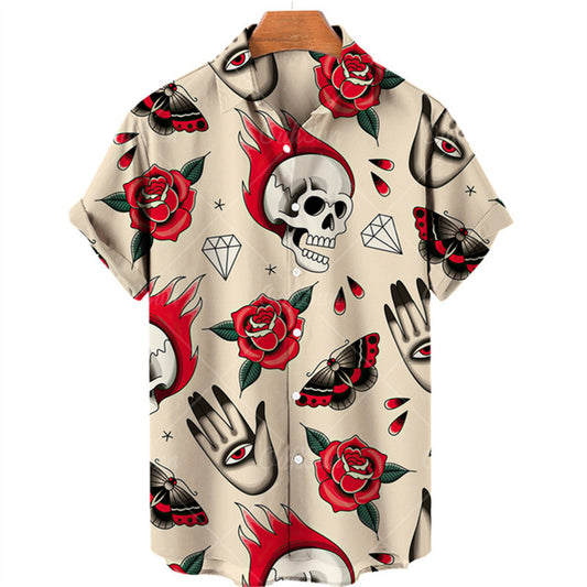 Print Skull Hawaiian Shirt