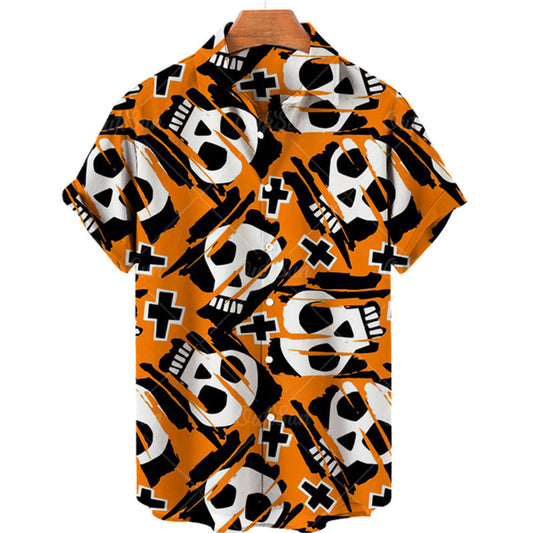 Print Skull Hawaiian Shirt