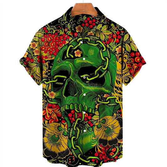 Print Skull Hawaiian Shirt