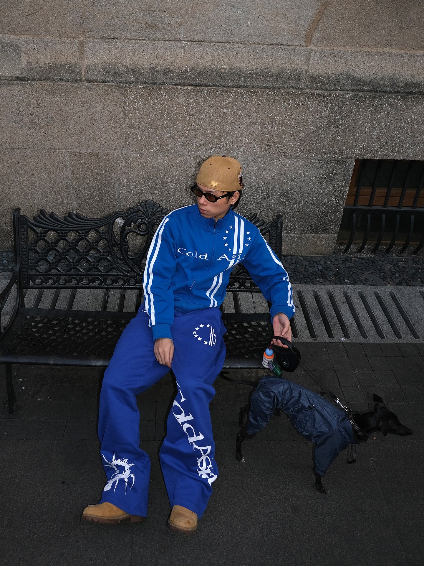 Printed blue loose sweatpants